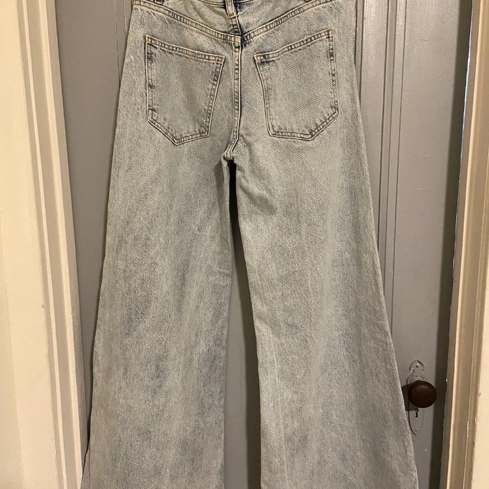 NWOT Free People Lovefool Low Rise Wide Leg Jeans (Size 24 / True Blue) - Picture 5 of 9